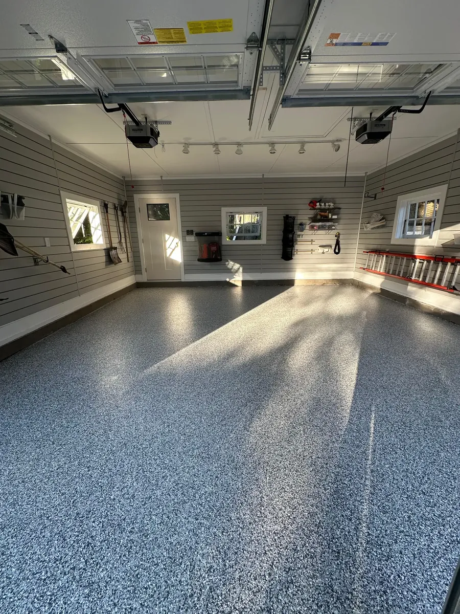 Clean finished polyaspartic garage floor NJ