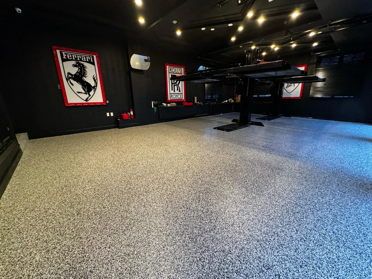 Luxury car collection on polyaspartic garage floor NJ