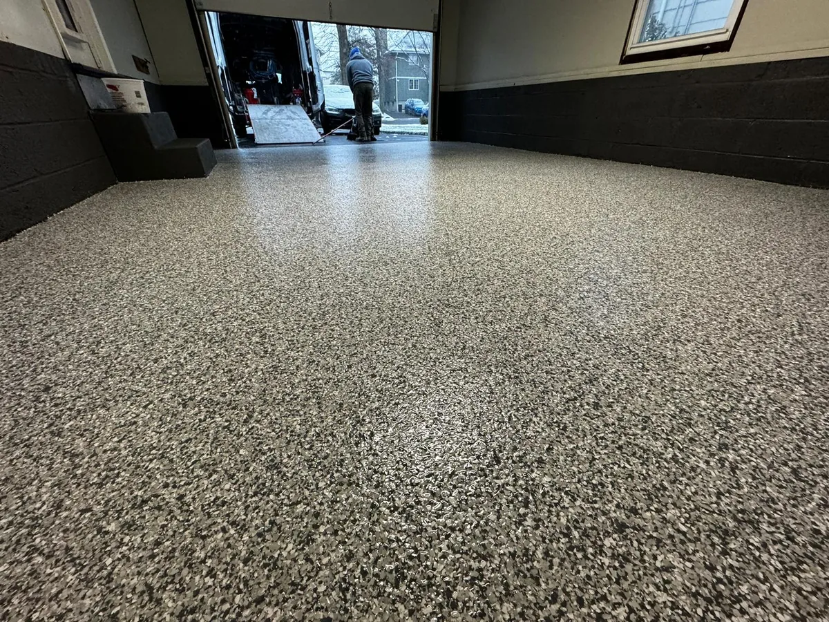 Garage floor coating winter installation NJ
